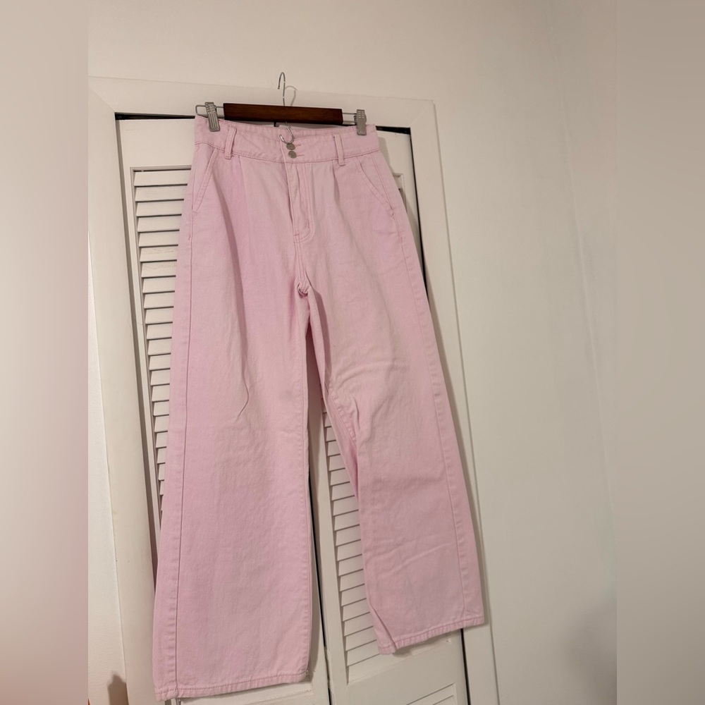 High-Rise Wide Leg Women’s Jeans - Light Pink